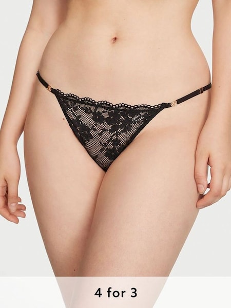 Black Lace Thong Knickers (Q37851) | £14