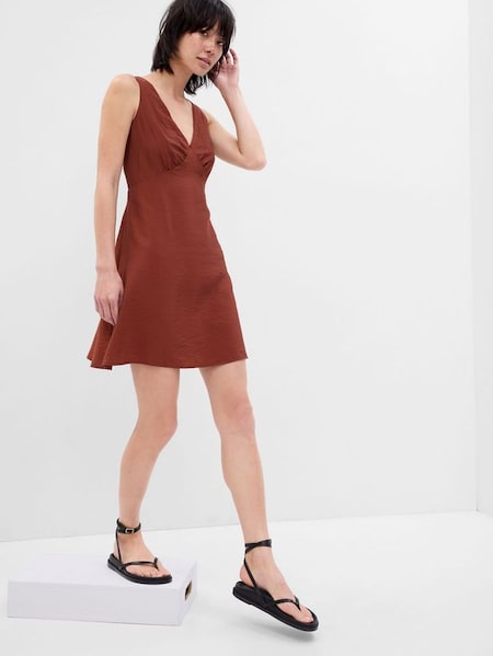 Brown V-Neck Mini Dress (Q39013) | £15