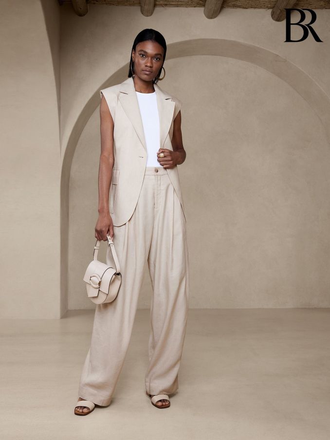 Buy Women s Plain Linen Trousers Online Gap UK