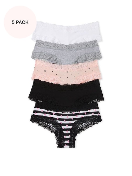 Black/Pink/Grey/White Cotton Knickers Multipack (Q41514) | £25