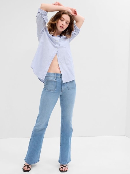 Blue High Waisted 70's Flare Jeans (Q41610) | £55