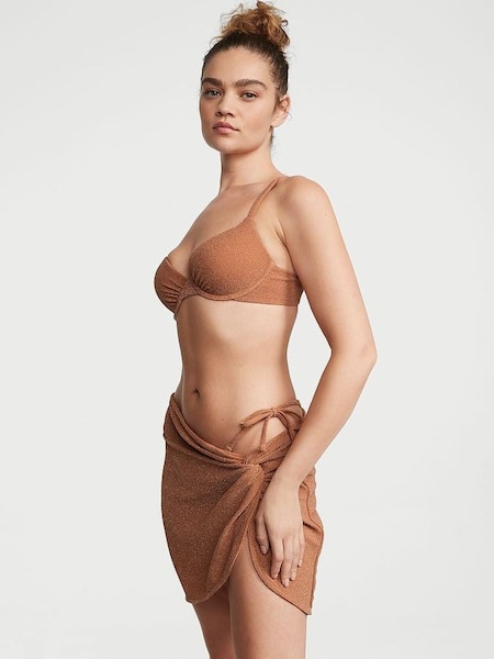 Toasted Sugar Brown Push Up Shimmer Swim Bikini Top (Q42249) | £49