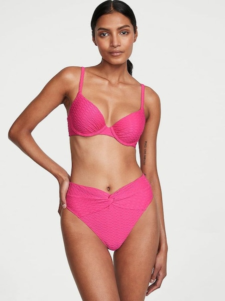 Forever Pink Fishnet Padded Swim Bikini Top (Q42510) | £35