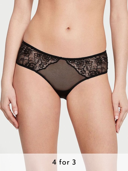 Black Crotchless Cheeky Eyelet Lace Knickers (Q43005) | £18