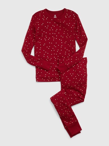 Red Organic Cotton Long Sleeve Christmas Pyjama Set (Q43067) | £20