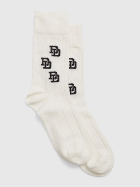 White Adults Dapper Dan Logo Crew Socks (Q43209) | £10