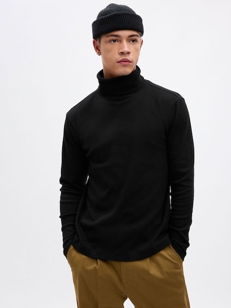 Black Knit Turtle Neck Long Sleeve T-Shirt (Q43211) | £35
