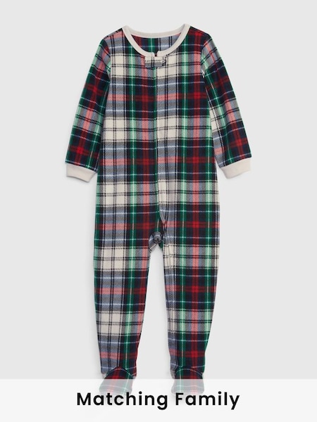 Green, Red & White Check Print Pyjama Footed Toddler Sleepsuit (Q43249) | £12