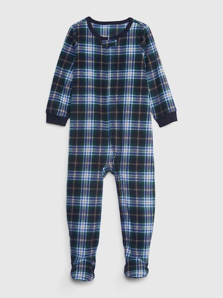 Blue & Green Check Print Pyjama Footed Toddler Sleepsuit (Q43252) | £12