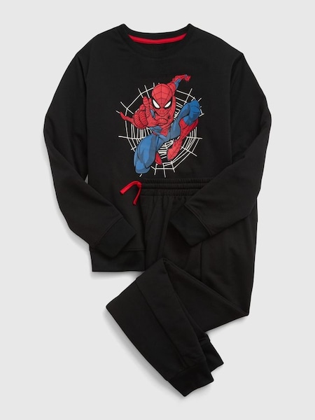 Black Marvel Spiderman Long Sleeve Pyjama Set (6-13yrs) (Q43258) | £35