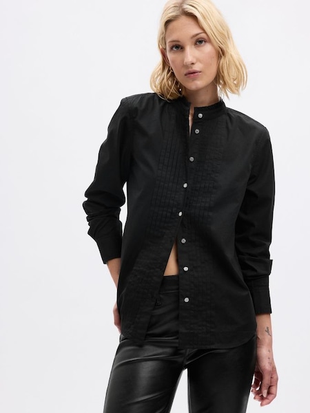 Black Organic Cotton Jeweled Buttoned Shirt (Q43282) | £55