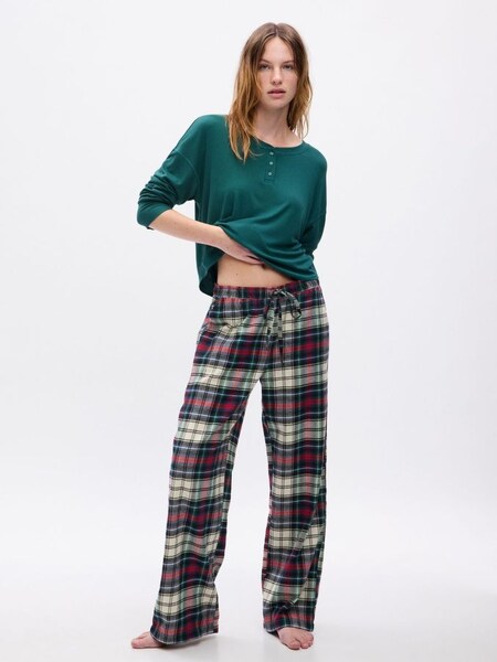 Green, Red & White Flannel Check Family Christmas Pyjama Bottoms (Q43293) | £22
