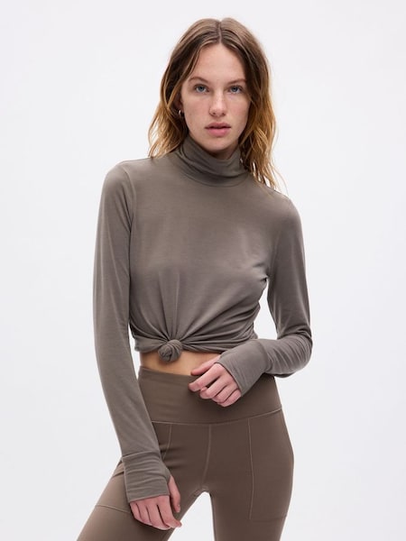 Brown Breathable Long Sleeve Turtle Neck T-Shirt (Q43295) | £30