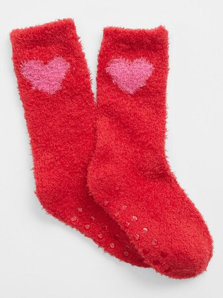 Red Heart Fluffy Socks (Q43329) | £3