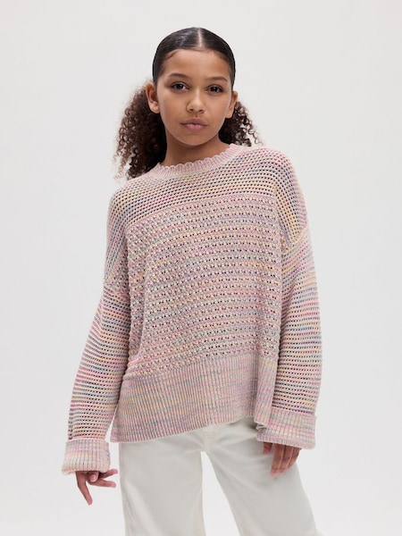 Pink Rainbow Crochet Long Sleeve Jumper (4-13yrs) (Q43352) | £25