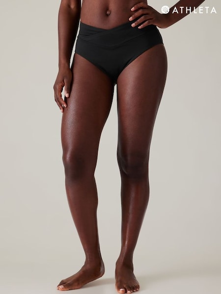 Athleta Black High Waist Crossover Bikini Bottoms (Q43399) | £50