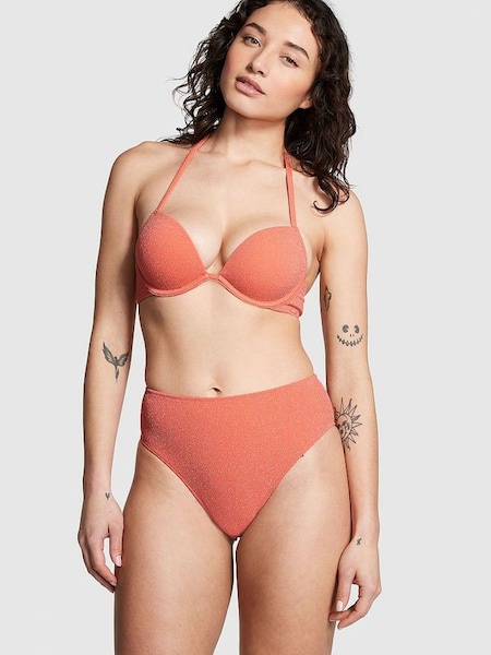 Deep Coral Orange High Waisted Bikini Bottom (Q43500) | £30
