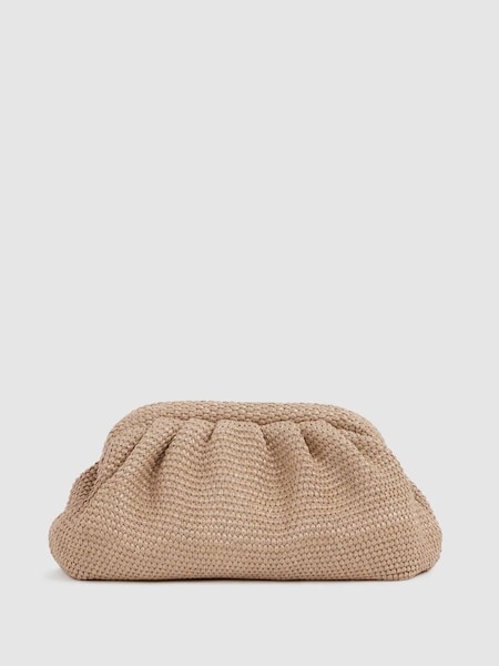 Raffia Clutch Bag in Natural (Q44398) | £98