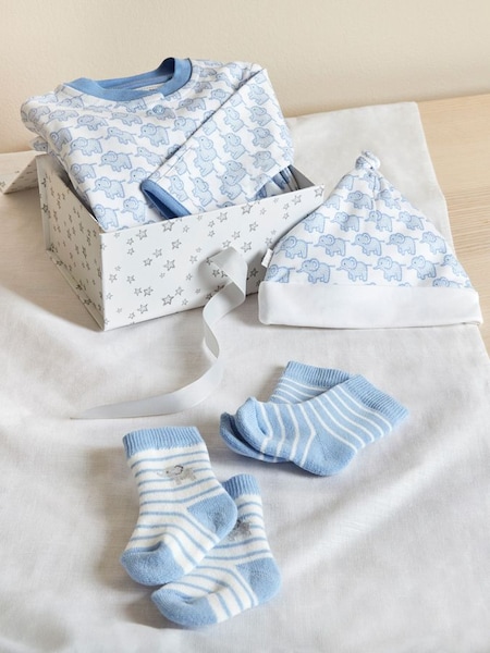 New Baby Elephant Gift Set in Blue (Q45468) | £37