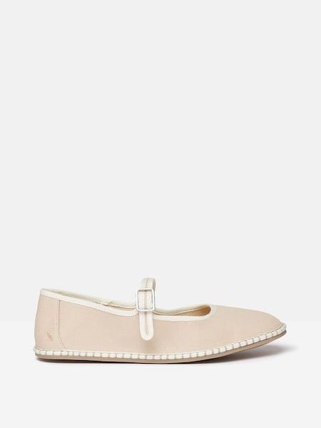 Maddison Neutral Canvas Mary Jane Shoes (Q46097) | £39.95