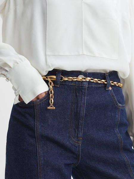 Oval Metal Chain Belt in Gold (Q48631) | £88