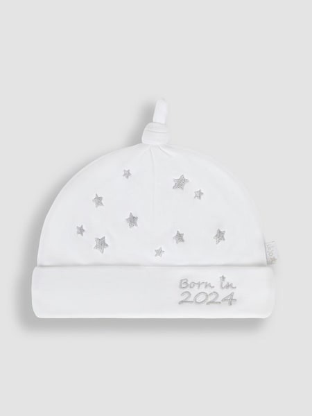 White Born In 2024 Embroidered Hat (Q50724) | £5