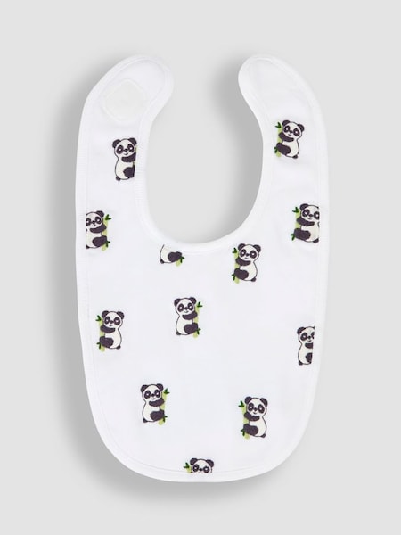 Panda Embroidered Bibs in White (Q50726) | £6