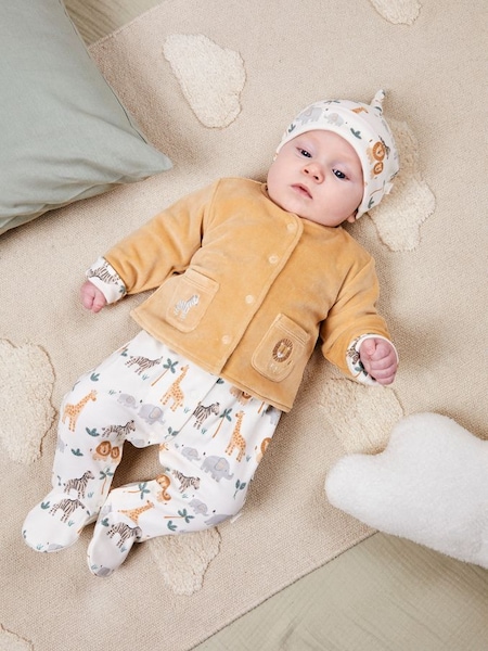 Cream Safari Print Baby Hat (Q50728) | £5