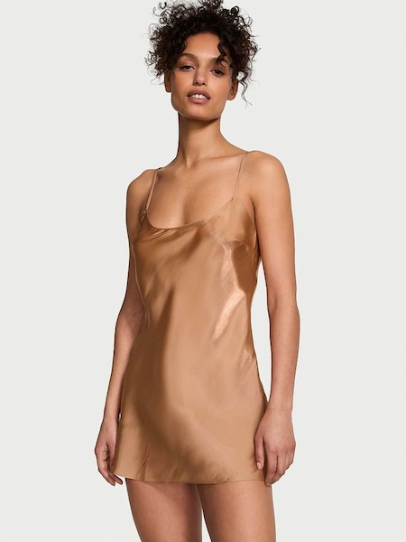 Toffee Nude Organza Mini Slip Dress (Q50817) | £59