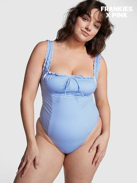 Marina Gingham Blue Frankies Bikinis Hampton Swimsuit (Q50857) | £50