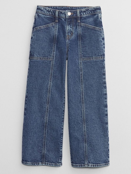 Dark Wash Blue High Waisted Wide Leg Washwell Jeans (6-13yrs) (Q54448) | £25