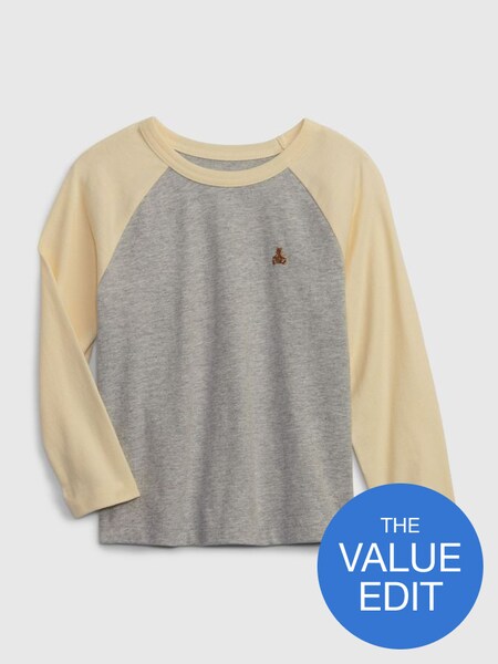 Grey and Yellow Organic Cotton Mix and Match Crew Neck Long Sleeve T-Shirt (12mths-5yrs) (Q55483) | £6