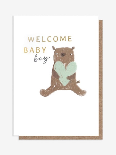 Caroline Gardner Welcome Baby Boy Bear Card (Q57252) | £3