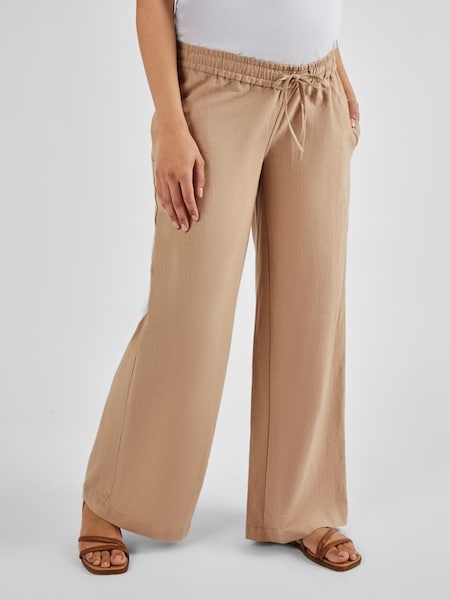 Natural Linen Blend Maternity Trousers (Q57270) | £39.50