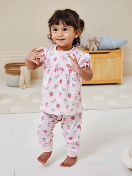 Strawberry Printed Jersey Pyjamas in Pink (Q57274) | £19