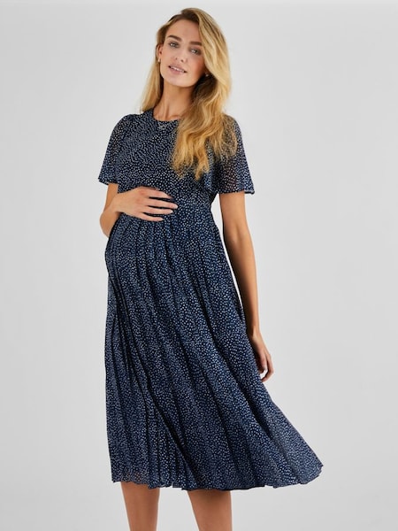 Spot Maternity & Nursing Midi Dress in Navy (Q57276) | £69