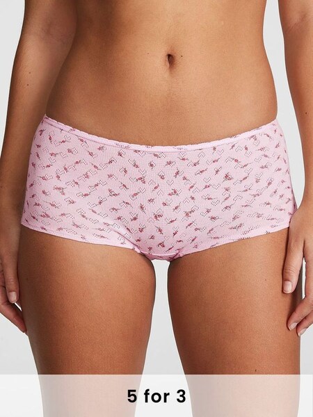 Pink Bubble Ditsy Floral Pointelle Cotton Short Knickers (Q57290) | £9