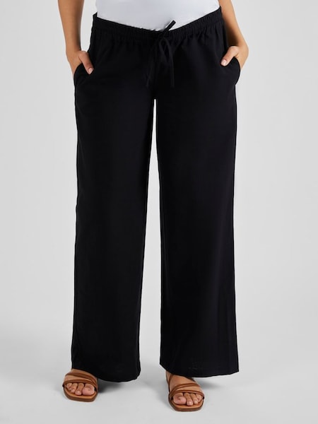 Black Linen Blend Maternity Trousers (Q57309) | £39.50