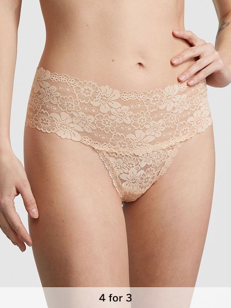 Marzipan Nude Thong Lace Knickers (Q57313) | £9
