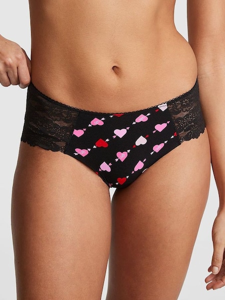 Pure Black Heart No Show Lace Trim Cheeky Knickers (Q57335) | £9