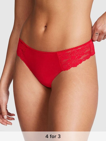 Red Pepper No Show Lace Trim Thong Knickers (Q57340) | £9