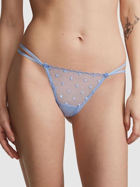 Harbor Blue Heart Embroidery Lace G String Knickers (Q57356) | £9