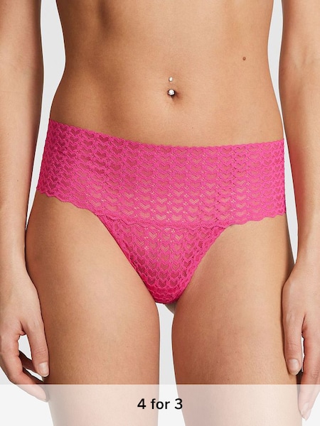 Enchanted Pink Heart Lace Thong Knickers (Q57362) | £9