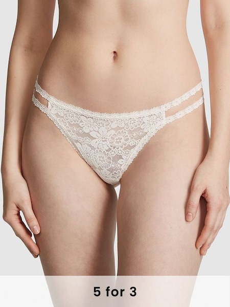 Coconut White Lace Strappy Thong Knickers (Q57373) | £9