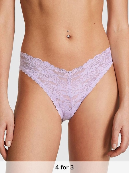 Pastel Lilac Purple Lace V-Front Brazilian Knickers (Q57380) | £9