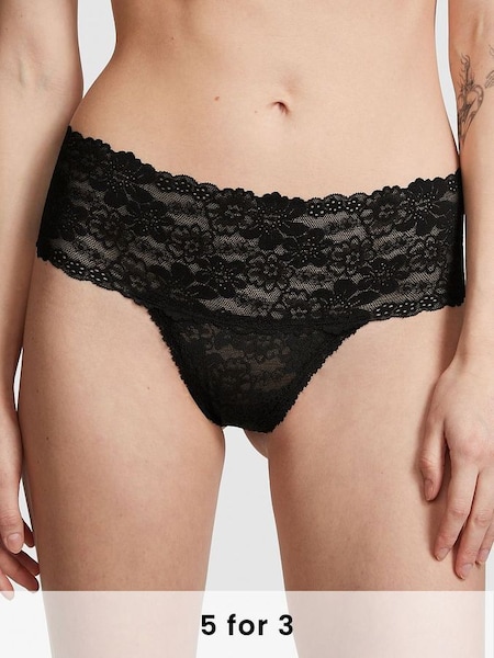 Pure Black Thong Lace Knickers (Q57394) | £9