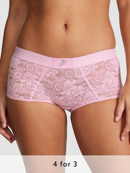 Pink Bubble Diamante Short Lace Knickers (Q57396) | £9