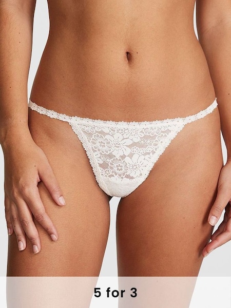 Coconut White G String Lace Knickers (Q57415) | £9