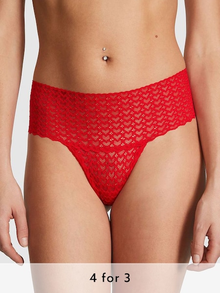 Red Pepper Heart Lace Thong Knickers (Q57416) | £9