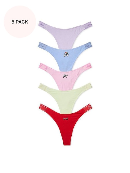 Purple/Blue/Pink/Yellow/Red Thong Logo Multipack Knickers (Q57423) | £25